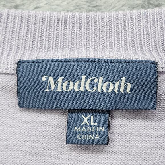 ModCloth Sweater Womens XL Purple Crew Neck Button Shoulder Charter School - Picture 4 of 9